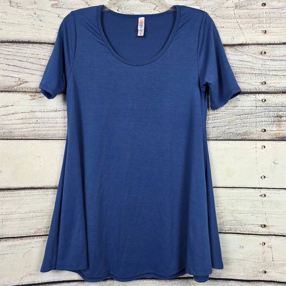 LuLaRoe XS Blue Short Sleeve Tunic Flared Hem USA